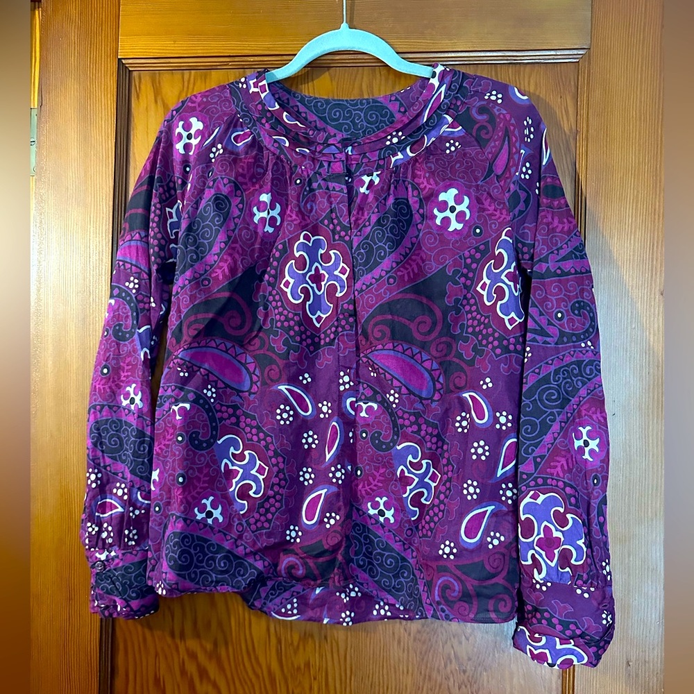 Purple Paisley Cotton Blouse Banana Republic